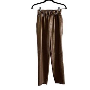 Abercrombie & Fitch Women XS Brown Vegan Leather High Rise Tapered Pants